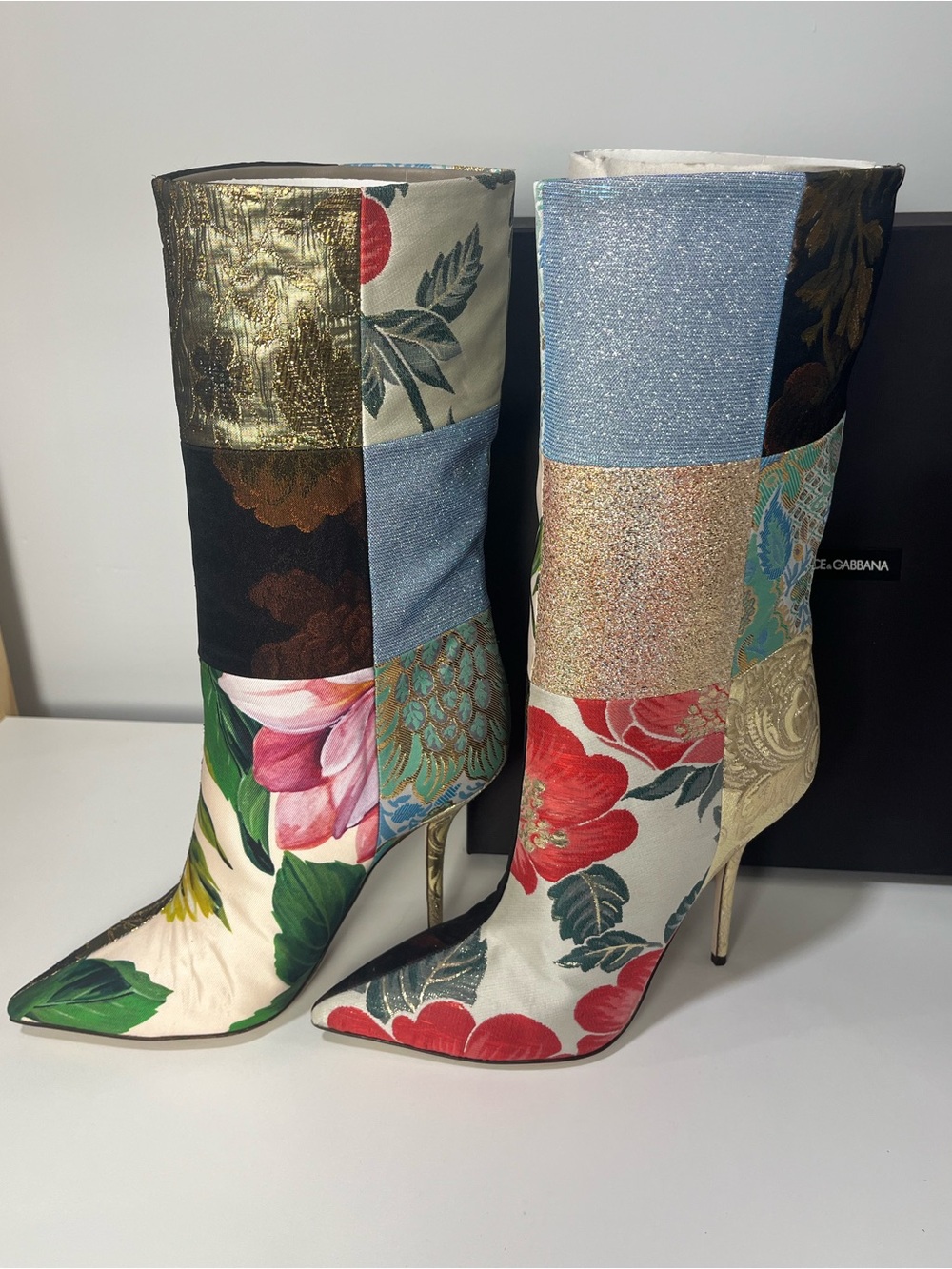 Dolce & Gabanna Patchwork di Sicilia Boots NIB - Picture 4 of 11
